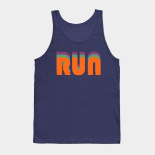 Run - inspirational retro text design - motivation (orange on blue) Tank Top